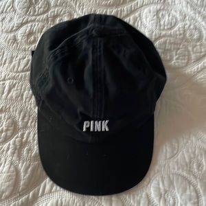 Black Cotton Baseball Cap by VS PINK with adjustable strap